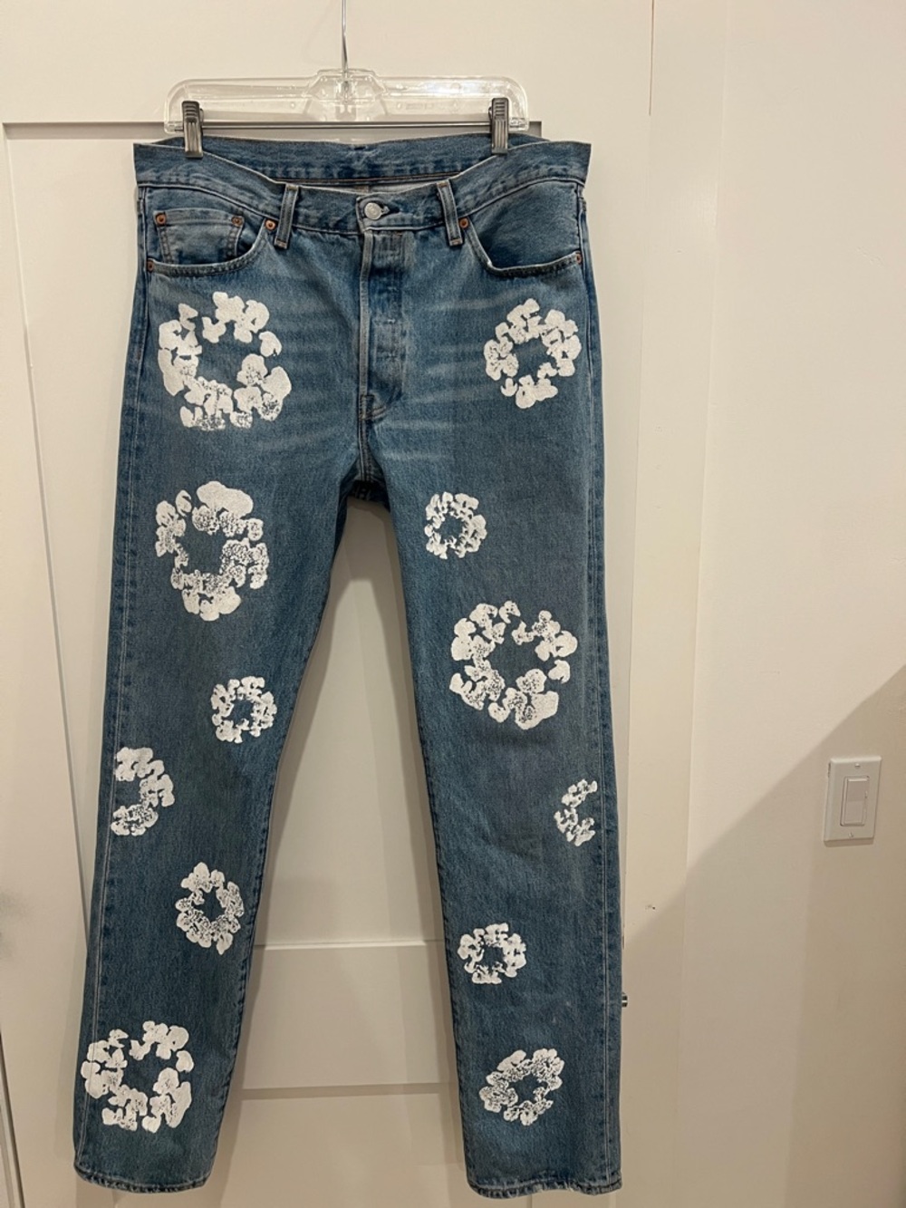 Denim Tears The Cotton Wreath Denim Jeans “Light Wash” Mens W 34 L 34